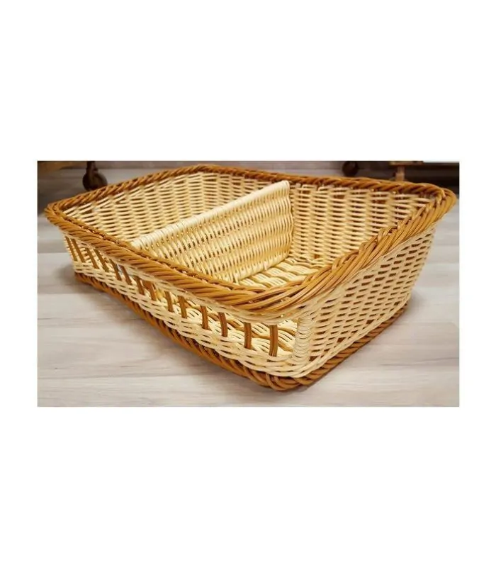 Cesta rectangular con dos compartimentos