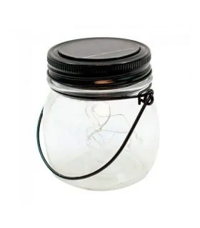 Farolillo de vidrio y metal con asa