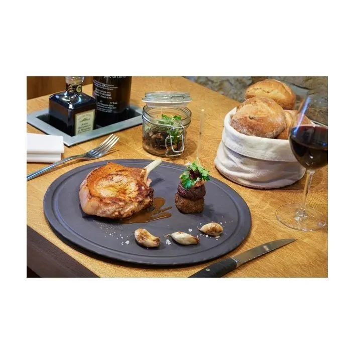 Bandeja redonda de porcelana con efecto pizarra - Vajilla Revol