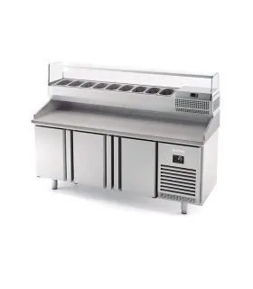 Mesa refrigerada con vitrina