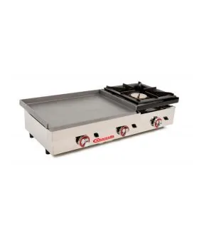Plancha acero laminado a gas con fogón