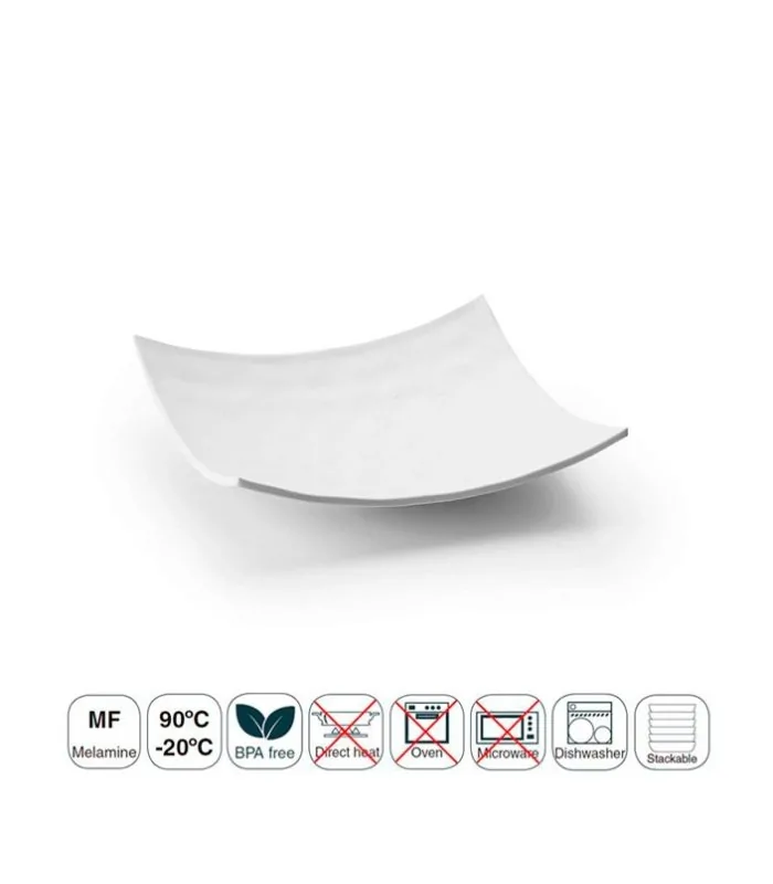 Fuente cuadrada de melamina blanca