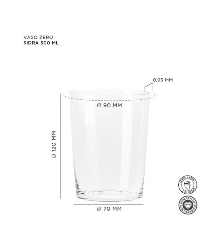 alar vaso de sidra zero extrafino de 50 cl medidas e información