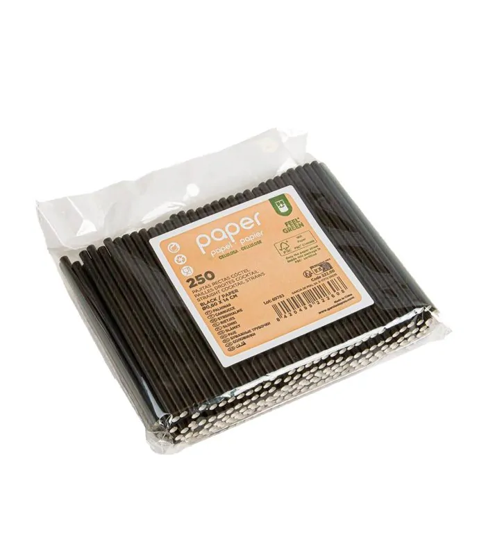 pack 250 uds pajitas negras coctel negro 14cm garcia de pou