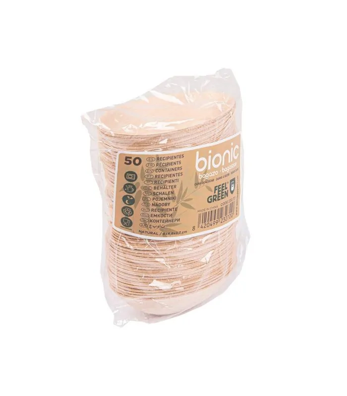 Recipientes naturales de bagazo Bionic oval pack de 50